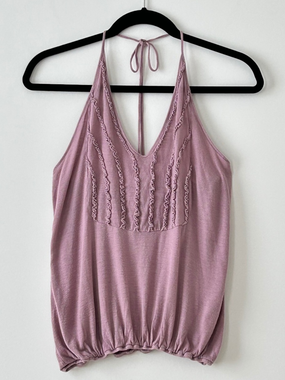 Mystree Purple Ruffle Halter Neck Tank Top